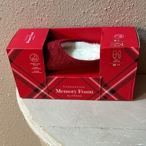 Charter Club Burgundy Memory Foam Slippers
